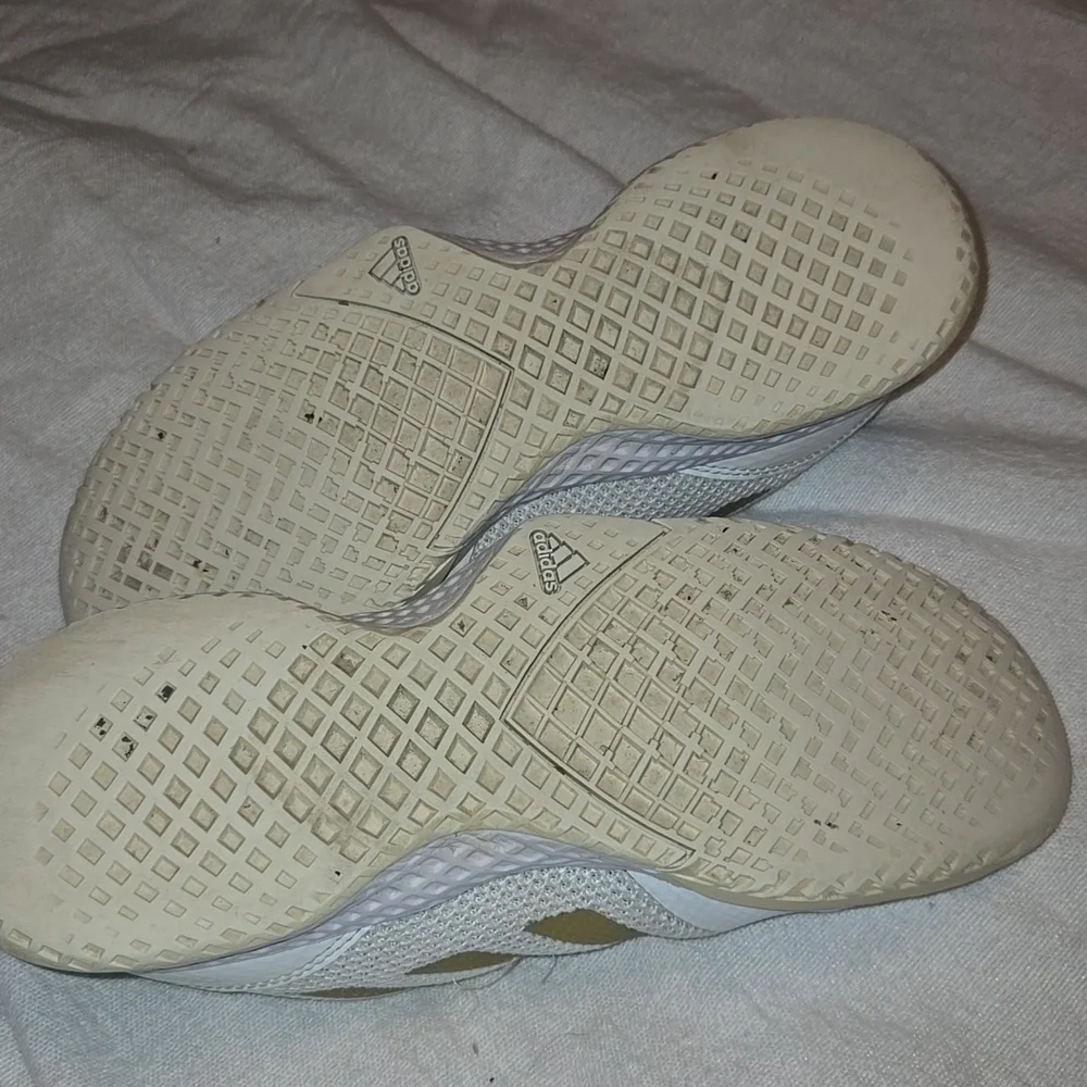 Adidas White with Gold Stripes Sneakers Size 9M